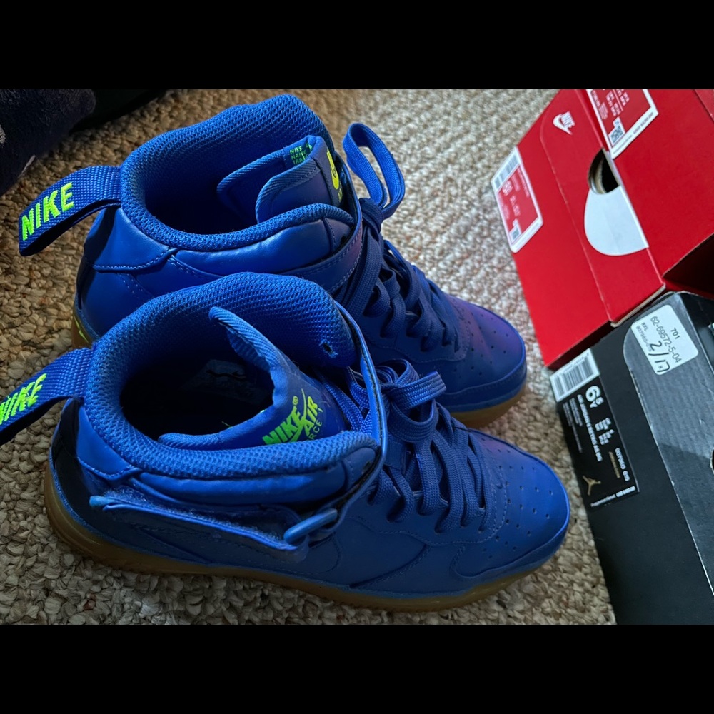 Nike Air Force One high tops with strap size 7y